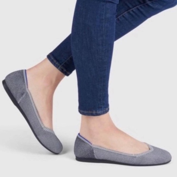 Rothy's Cloud Gray Bird's Eye Round Toe Flats - Picture 3 of 12